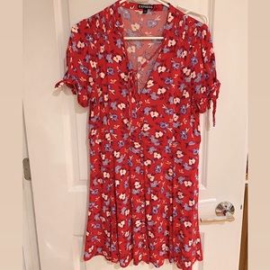 Express red floral dress